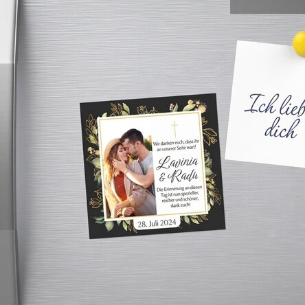 Magnet-Andenken für die Hochzeit, 10 x 10 cm, individuell gestaltet mit einem Foto und einem Text –
