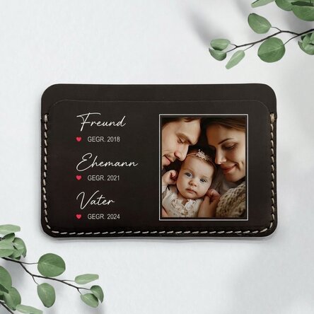 Personalisierte farbige Lederbrieftasche mit Botschaft und Foto
