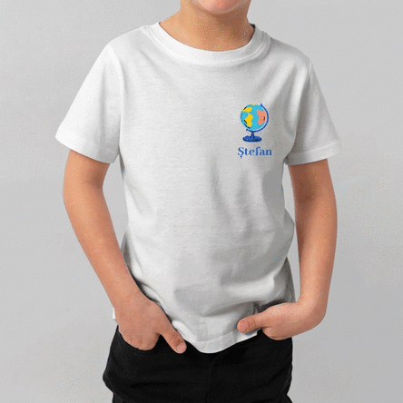 Personalisiertes Baumwoll-T-Shirt für Kinder mit Namen für die Schule