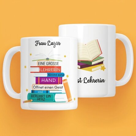 Personalisierte Tasse mit Botschaft – Bücher