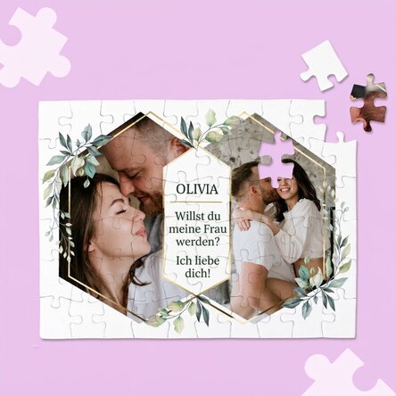Individuell gestaltetes Puzzle mit 2 Fotos und einer Botschaft – Besondere Momente