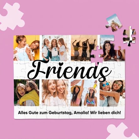 Individuell gestaltetes Puzzle mit 8 Fotos und einer Botschaft