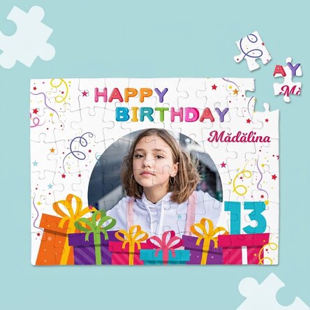 Individuell gestaltetes Puzzle mit Foto und Botschaft – Happy Birthday