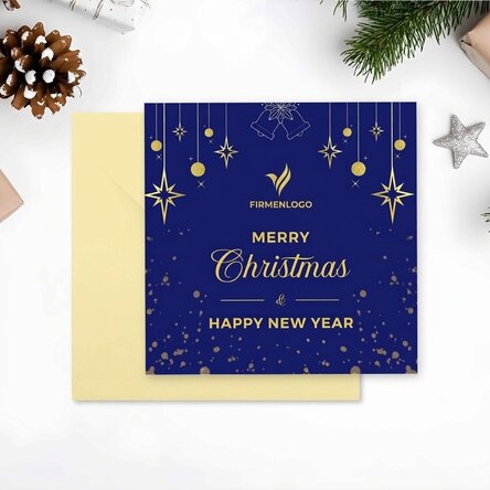 Individuell gestaltete quadratische Karte mit Logo und Grußtext – Merry Christmas