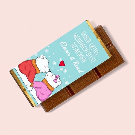 Personalisierte Mini-Schokoladentafel mit Botschaft – Das erste Weihnachtsfest