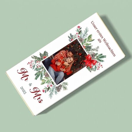 Personalisierte Schokolade mit Foto und Botschaft – Unser erstes Weihnachtsfest