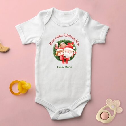 Personalisierter Baby-Body mit Aufdruck – Mein erstes Weihnachtsfest