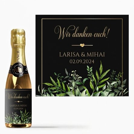 Kleine Flasche Sekt als personalisiertes Geschenk mit Text – Dankeschön