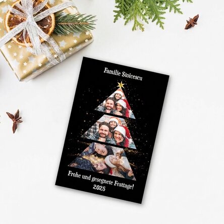 Individuell gestalteter Magnet (10 x 15 cm) mit 3 Fotos und Text – Weihnachtsbaum