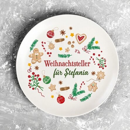 Personalisierter Teller mit Schriftzug – Frohe Weihnachten