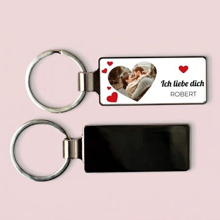 Personalisierter Schlüsselanhänger mit Foto und Text – Hearts