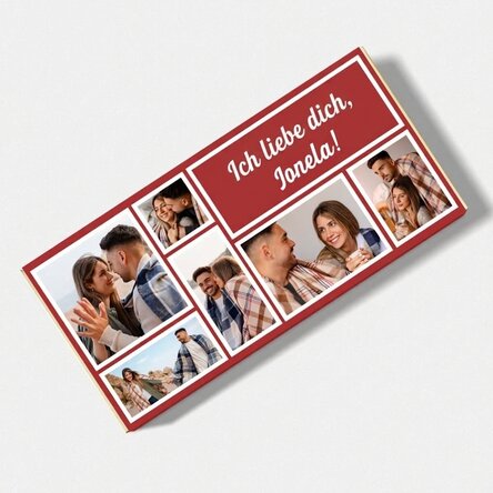 Personalisierte Schokolade mit 7 Fotos und einer Botschaft