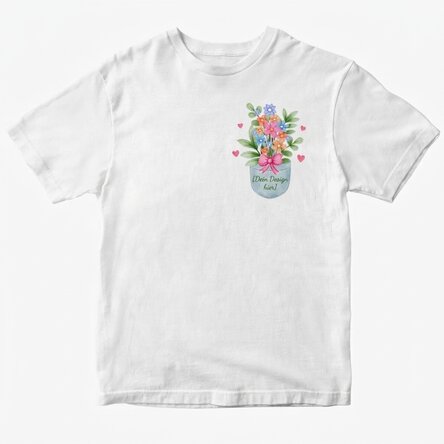Personalisiertes Baumwoll-T-Shirt mit Aufdruck – Pocket Flowers