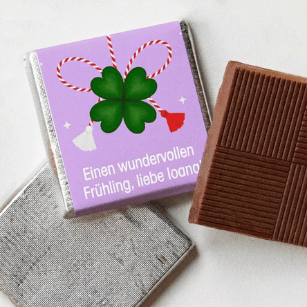 Personalisierte Mini-Schokolade mit Foto und farbenfroher Botschaft