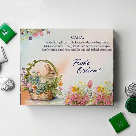 Personalisierte Pralinenschachtel mit Aufdruck – Frohe Ostern!