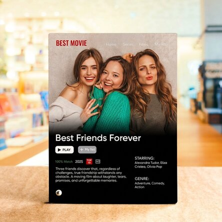 Personalisierter Fotorahmen für den Schreibtisch mit Foto und Text – Film
