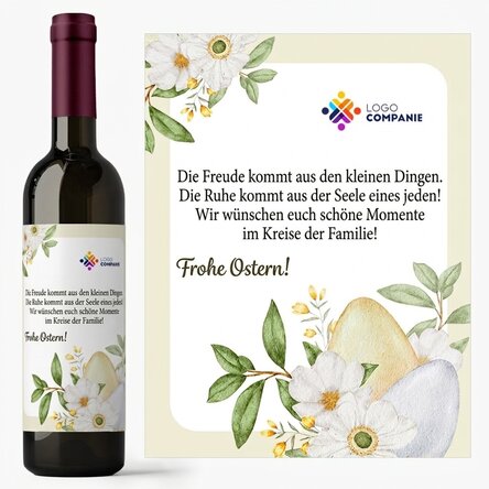 Wein mit individuellem Logo und persönlicher Botschaft – Ostern