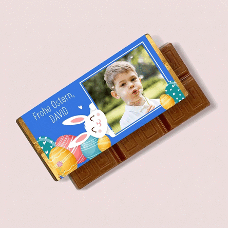 Personalisierte Mini-Schokoladentafel mit Botschaft und Foto – Ostern