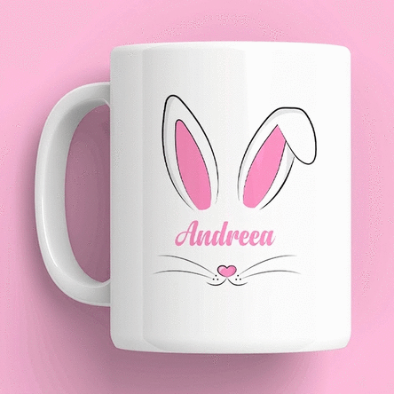 Personalisierte Tasse mit Namen und Text – Bunny Ears