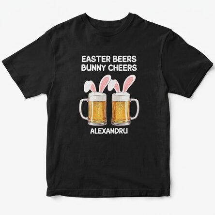 Personalisiertes Baumwoll-T-Shirt mit Aufdruck – „Easter cheers“