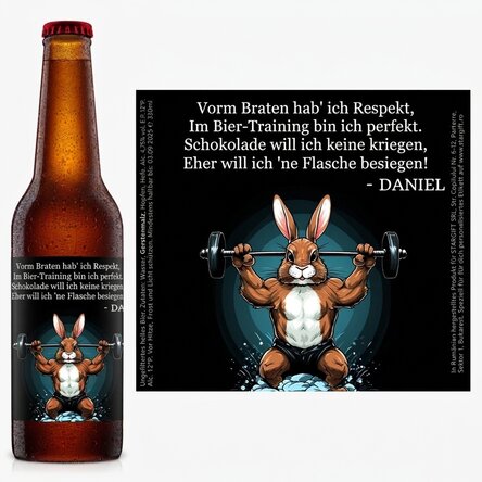 Personalisiertes Bier mit Botschaft – Bunny Power