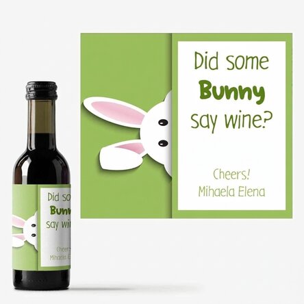 Personalisierte Mini-Weinflasche mit Botschaft – Bunny