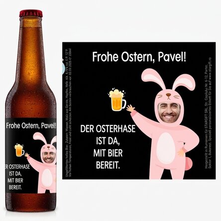 Individuell gestaltetes Bier mit Foto und Botschaft – Hase