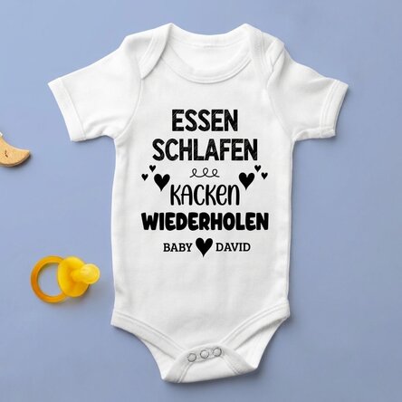 Personalisierter Baby-Body mit Text – Repeat