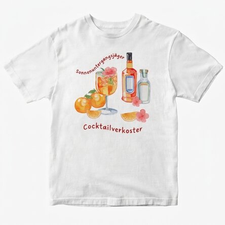Personalisiertes Baumwoll-T-Shirt mit Aufdruck – Sunset & Cocktails