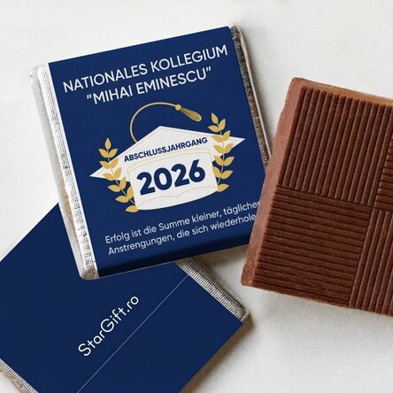 Personalisierte Mini-Schokolade mit Abschlussbotschaft