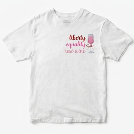 Personalisiertes Baumwoll-T-Shirt mit Aufdruck – Liberté, égalité, Roséwein
