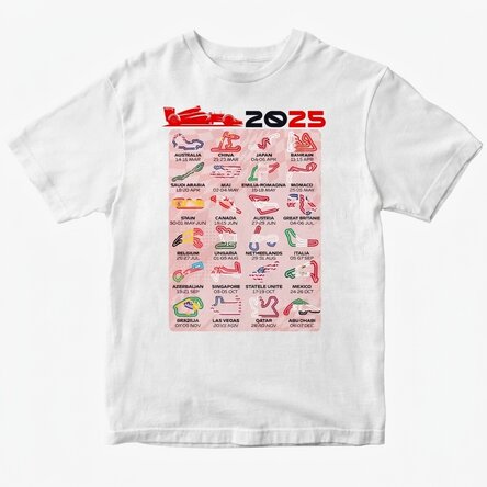 Personalisiertes Baumwoll-T-Shirt mit Aufdruck – Formel 1 2025