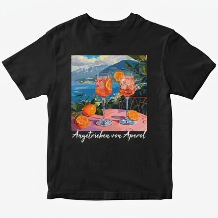 Personalisiertes Baumwoll-T-Shirt mit Aufdruck – Fueled by Aperol