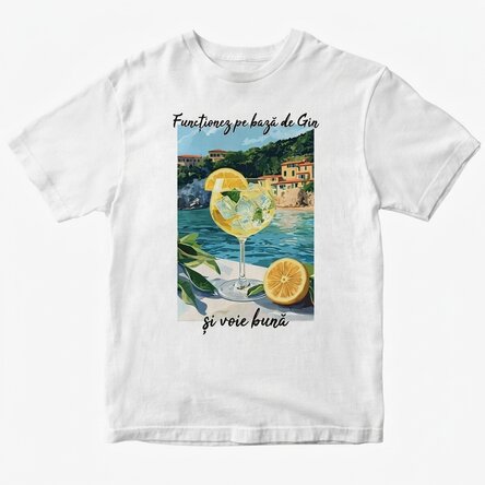 Personalisiertes Baumwoll-T-Shirt mit Aufdruck – Running on Gin
