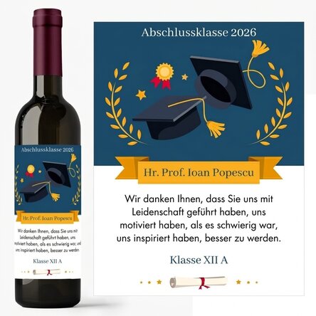 Personalisierter Wein mit einer Botschaft für den Lehrer – Vielen Dank!