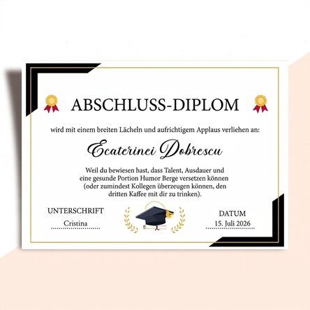 Individuell gestaltetes Diplom mit Text – Abschluss