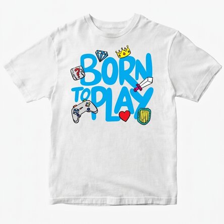 Personalisiertes Baumwoll-T-Shirt für Kinder – Born to play