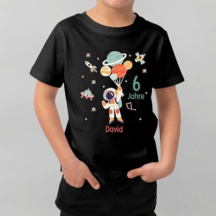 Personalisiertes Baumwoll-T-Shirt für Kinder mit Aufdruck – Astronaut