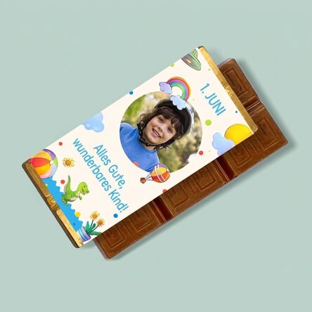 Personalisierte Mini-Schokoladentafel für Kinder mit Foto und Botschaft – Kindertag