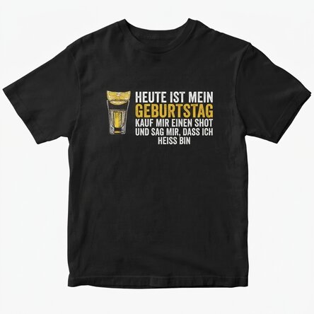 Personalisiertes Baumwoll-T-Shirt mit Aufdruck – „Buy me a shot“