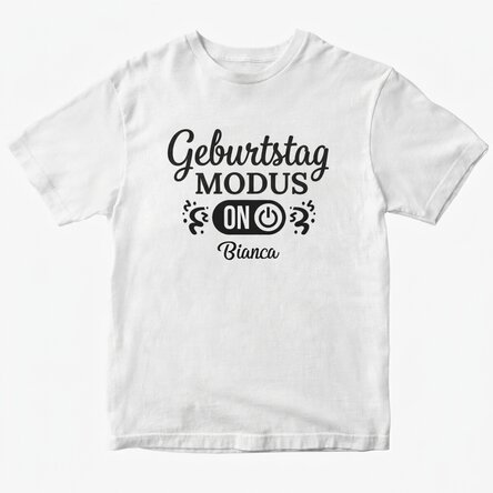Personalisiertes Baumwoll-T-Shirt mit Aufdruck – Birthday Mode ON