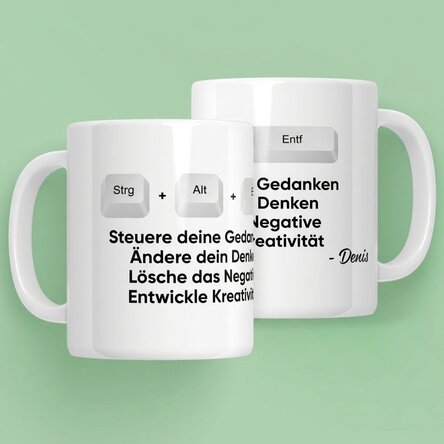 Personalisierte Tasse mit Text – Strg + Alt + Entf