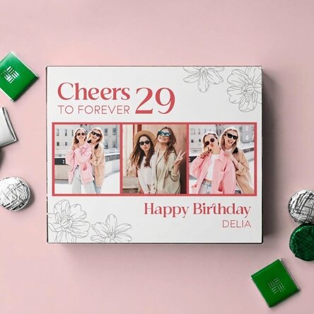 Personalisierte Pralinenschachtel mit Fotos und Text – Cheers