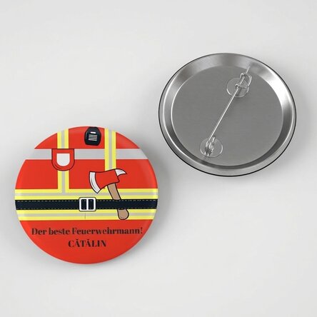Personalisiertes Button mit Text – Feuerwehrmann