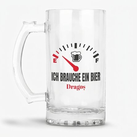 Personalisierter Bierkrug mit Aufschrift – „I need a Beer“