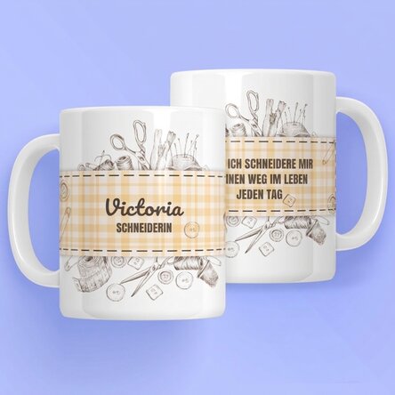 Personalisierte Tasse mit Text für Schneider – Nähset