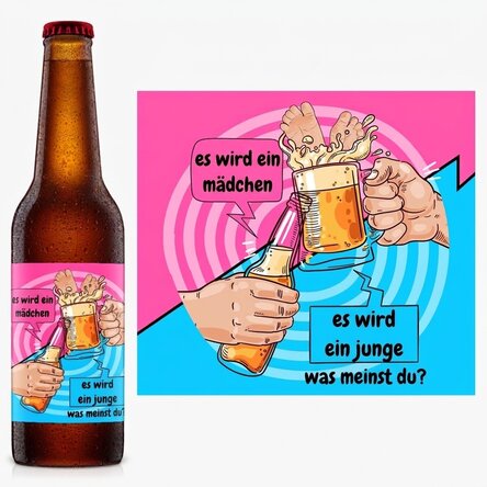 Bier mit individueller Beschriftung – Geschlechtsenthüllung