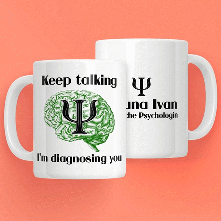 Personalisierte Tasse mit Text für Psychologen – Psyche