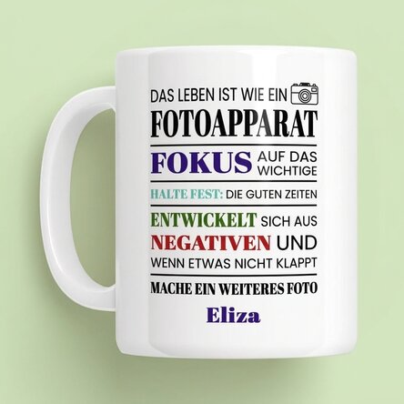 Personalisierte Tasse mit Botschaft – Fotograf