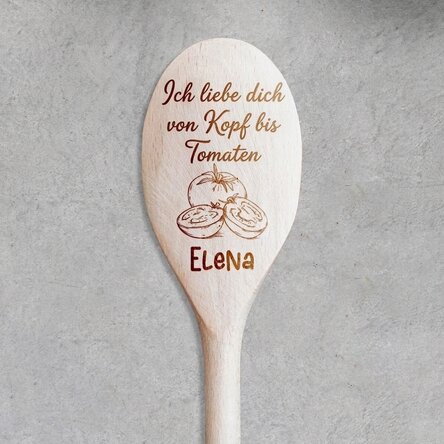 Personalisierter Holzlöffel mit Aufdruck – Tomatoes